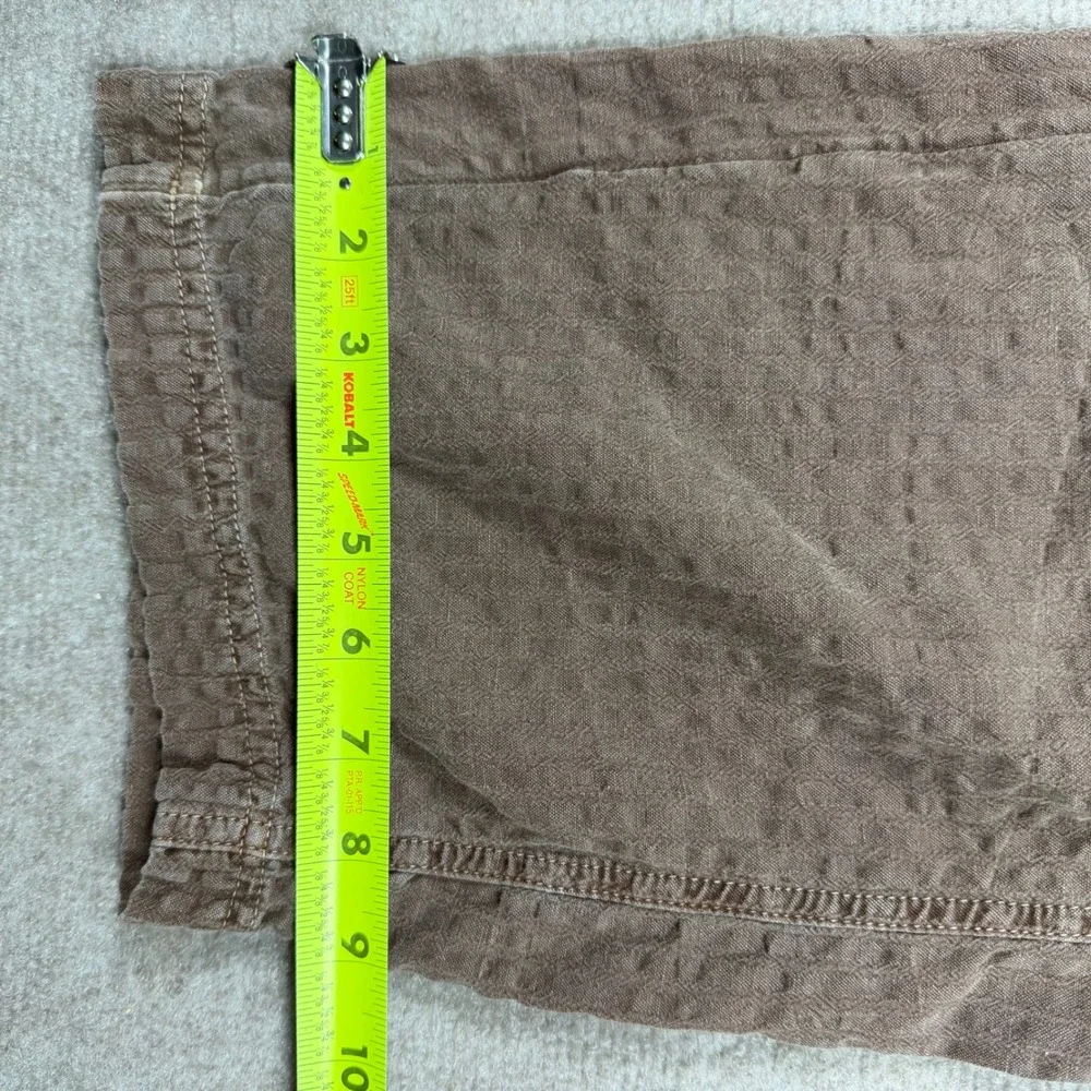 Free People Brown Linen Blend High Rise‎ Pleated Textured Tapered Leg Pants Sz 2